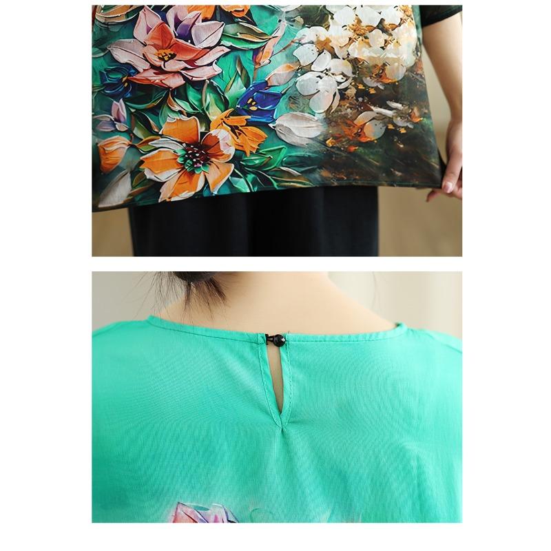 DIMANAF 2026 Plus Size New T-Shirt Loose Women Flower Print Casual O-Neck Lady Tops Tees Blouse Shirts Oversize Summer