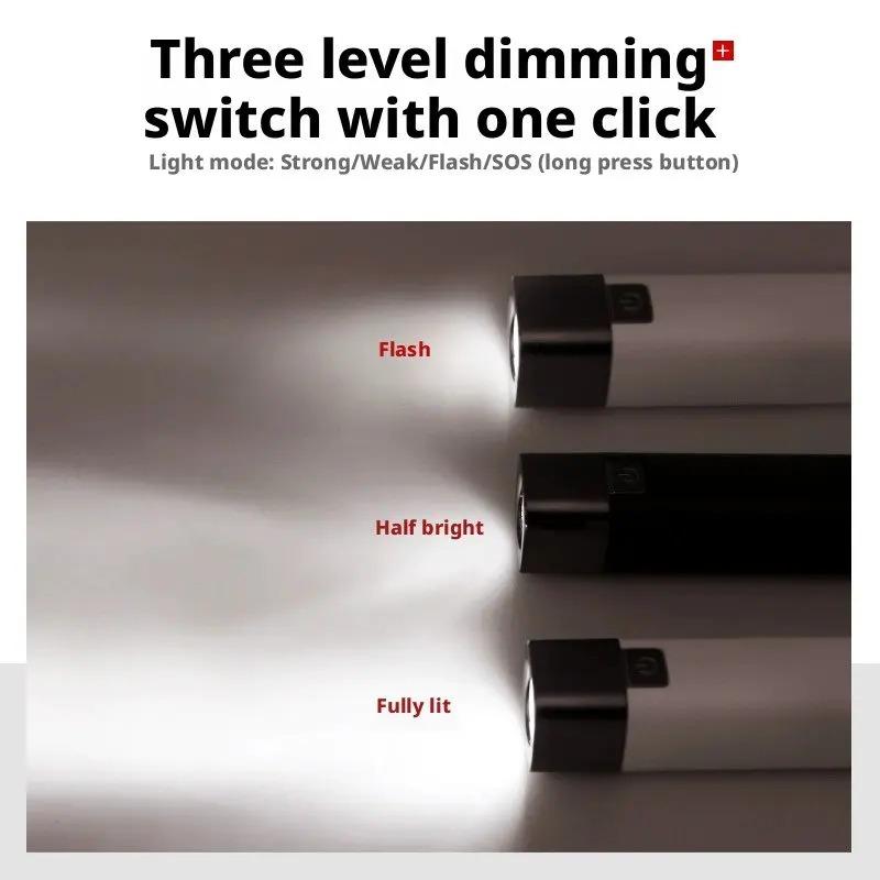 High Brightness Flashlight USB Charging Ultra Bright LED Torch 3 Gears Camping Flashlight Power Bank for Outdoor Hiking Fishing