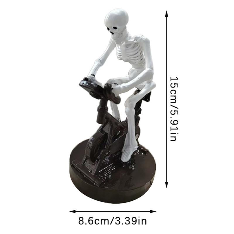 Skeleton Riding On Bikes Sculpture Halloween Decor Spooky Skeleton Bicycles Halloween Figurine Skeleton Riding A Bikes Statues
