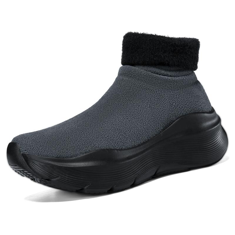 

Mens Walking Shoes 2026 Winter New Style Plush Keep Warm Thick Sole Cushioning Multi-color Comfort Couples Casual Sports Shoes 45 темно-сірий