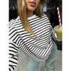Spring Autumn Women's Plus Size Sweatshirt Striped Long Sleeve Round Neck Oversized Sweatshirt Y2K Sweatshirt