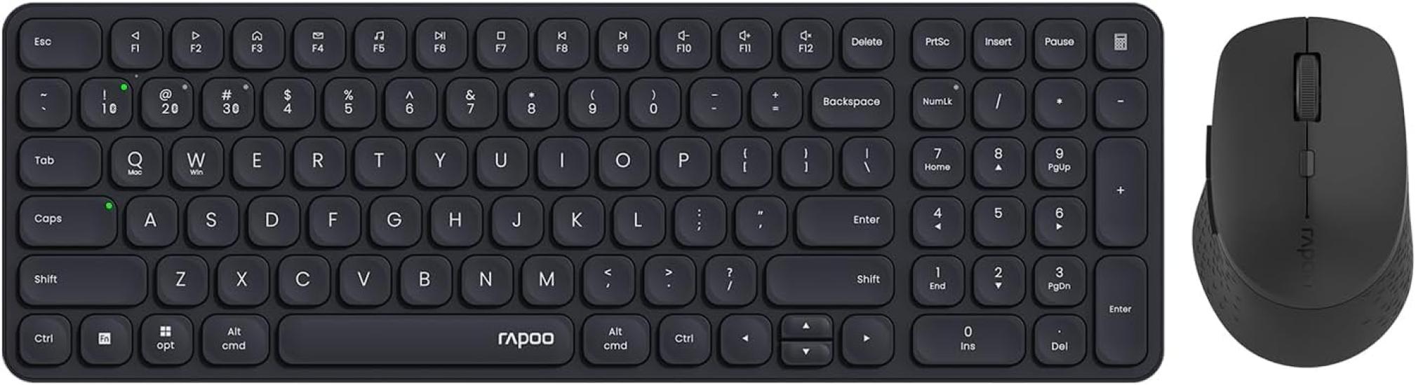 

RAPOO 9360M Wireless Keyboard and Mouse Set, Blade Series E9310M Ultra-Slim 99-Key Keyboard and M300G Silent Mouse, Supports Four Devices