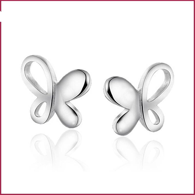Silver Temperament Ear Jewelry Women'S Personality Simple Smooth Plain Silver Butterfly Earrings Exquisite Atmosphere Fashion Tremella Decoration