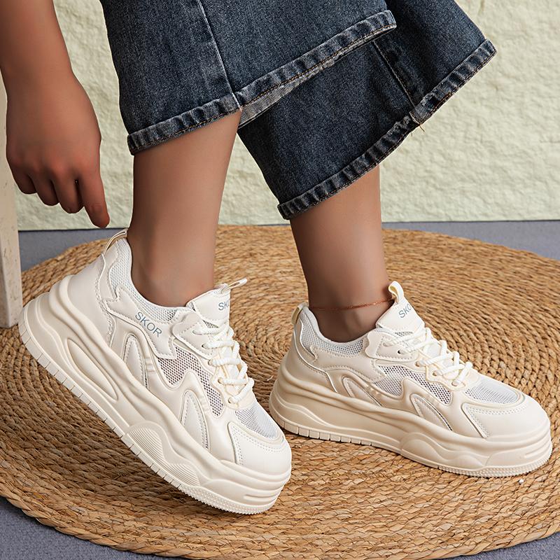 

New Women S Mesh Platform Sneakers, Chunky Sole, Casual Street Style, All-Match Daily Shoes 35