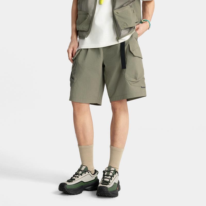 Li Ning CF Comfort Casual Simple Versatile Mid Waist Loose Fit Cargo Shorts Men shorts Tea-Green AKSV227-2