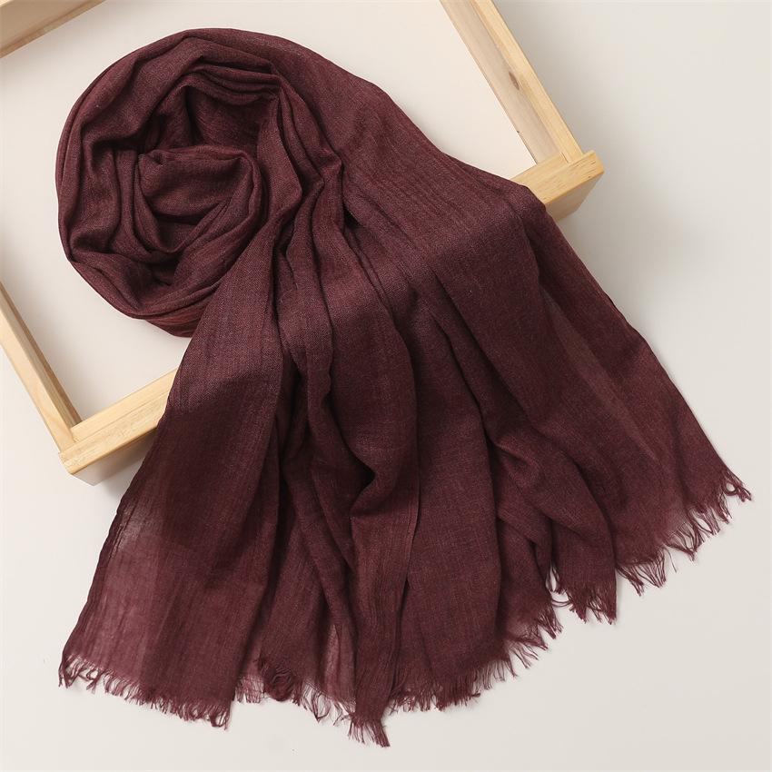 Foreign Trade Silk Scarf Cotton And Linen Headscarf Women'S Spring And Summer Solid Color Japanese And Korean Scarf Sun Protection Warm Shawl Hair