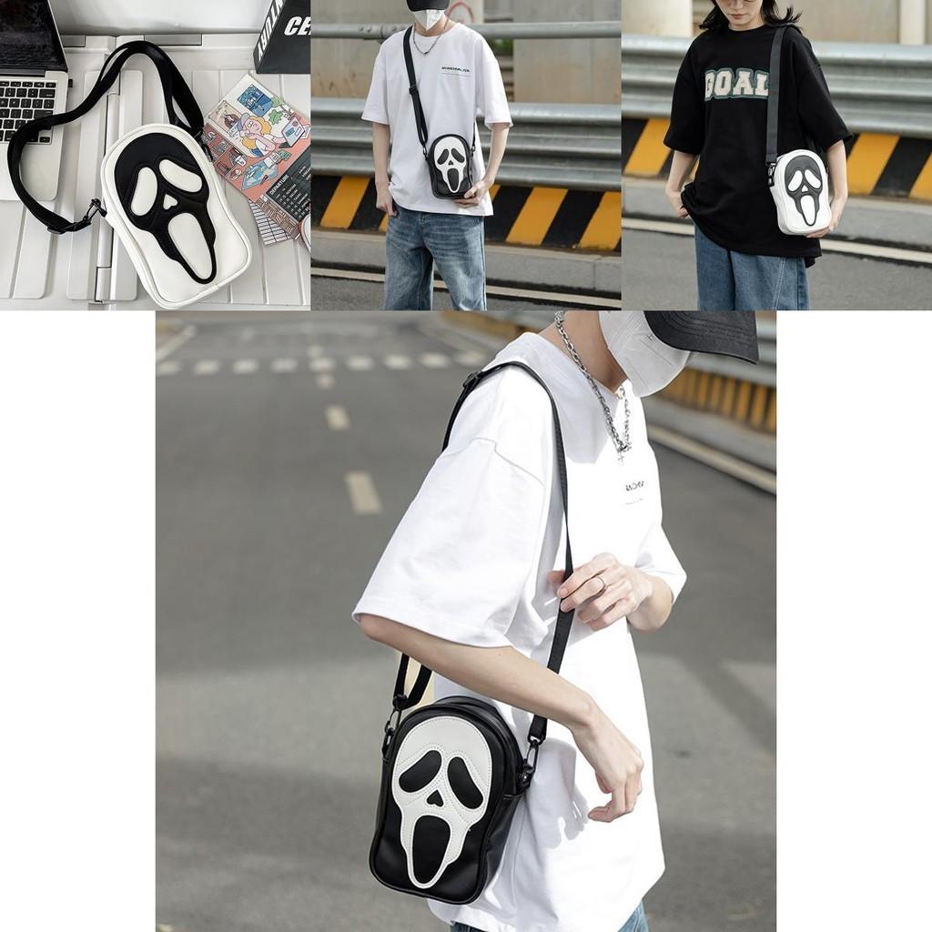 Borsa a Tracolla Teschio Fantasma alla Moda Piccola Borsa a Spalla in PU per Uomini e Donne