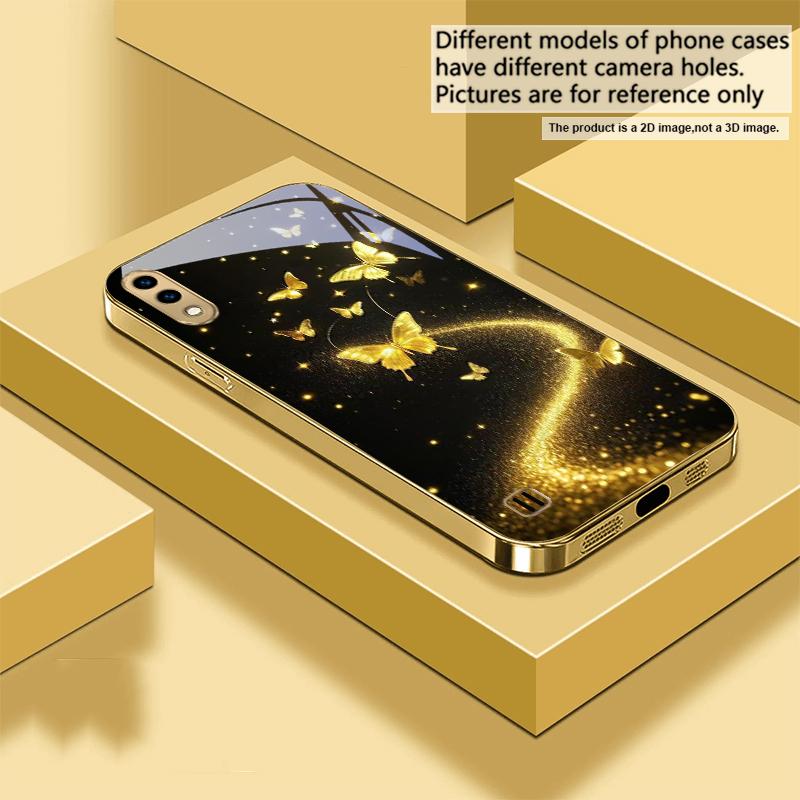 Wickelndes goldenes Licht Für Samsung A 01 52S A04 A05S A10 A12 13 22 23 24 36 42 M02 Note 10 20Ultra 8 9 Goldene Glas-Handyhülle