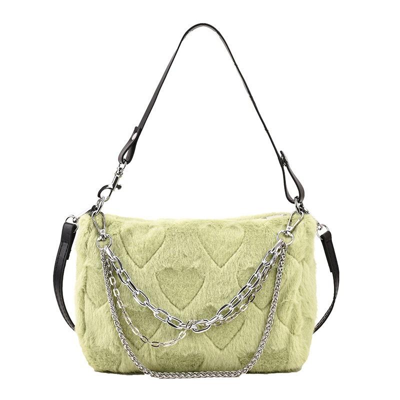 Fuzzy Faux Fur Crossbody Bag Women Small Square Shoulder With Chain Strap Soft Plush Texture Daily Use