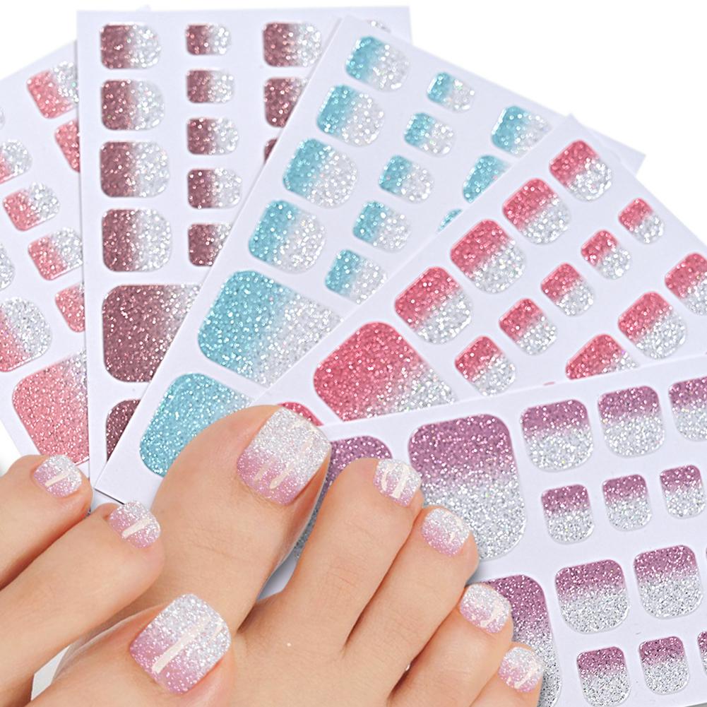 22tips Glitter Toe Nail Stickers Full Cover Nail Wraps Adhesive Toenails Decals for Women DIY Toenails Decals
