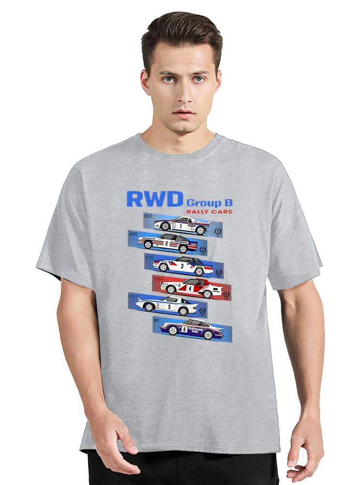 Group B RWD Rally Cars Graphic Funny T-Shirts Fashion Summer Men Cotton T Shirts Black Tops Tees Clothing Oversized