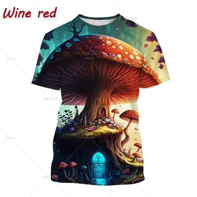 Mushroom 3D Printed T Shirt Plant Pattern Round Neck Short Sleeve Forest Fashion Casual Unisex Tops Tshirt High Quality T Shirt