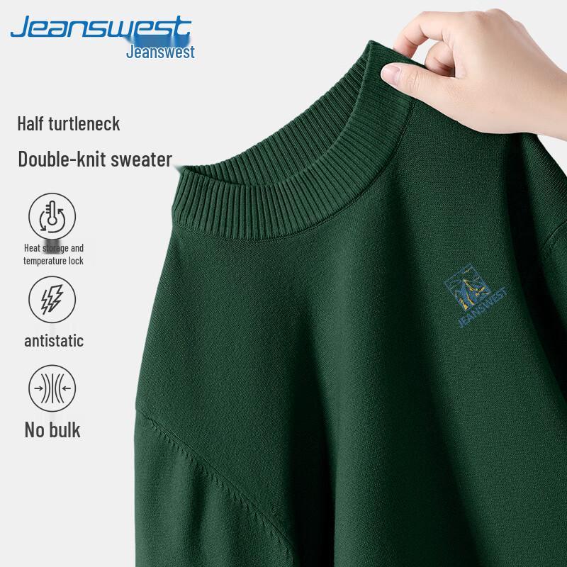 

Jeanswest Men s 2025 Autumn Half-High Collar Letter Knit Pullover L