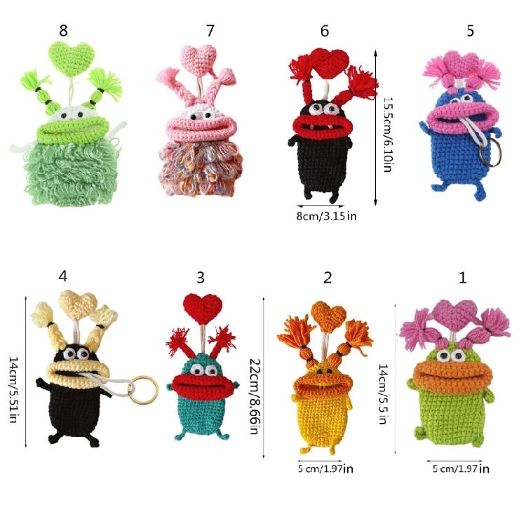 Pull Out Car Keys Cases Bag Funny Cartoon Keychains Pouch Hand Knitting Keys Wallets Organizers for Women and Men