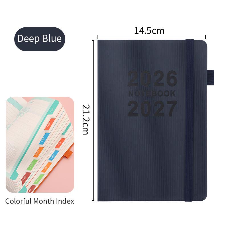 2026 Přeshraniční anglický diář s gumičkou: Roční kalendář, Týdenní plánovač, 365denní efektivní zápisník