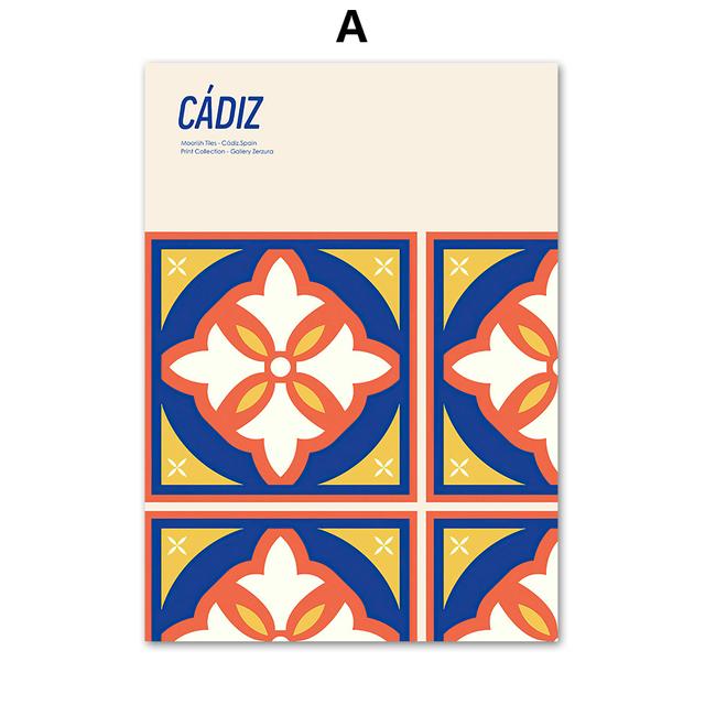 

Богемная минималистичная андалузская плитка Мур, настенная живопись на холсте, плакаты на скандинавскую тему и принты, настенные панно для декора гостиной 21cm×30cm NoFrame