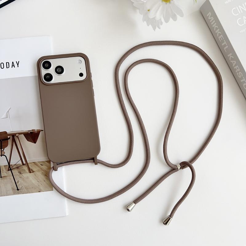 Crossbody Lanyard Flüssigsilikon Handyhülle Für iPhone 17 Pro Max 15 14 13 16 Pro Max Seil Schulter Candy Farbe Weiche Rückseite
