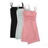Trendy Women's High-Waisted Pleated Slim-Fit Open-Back Irregular Casual Sling Dress