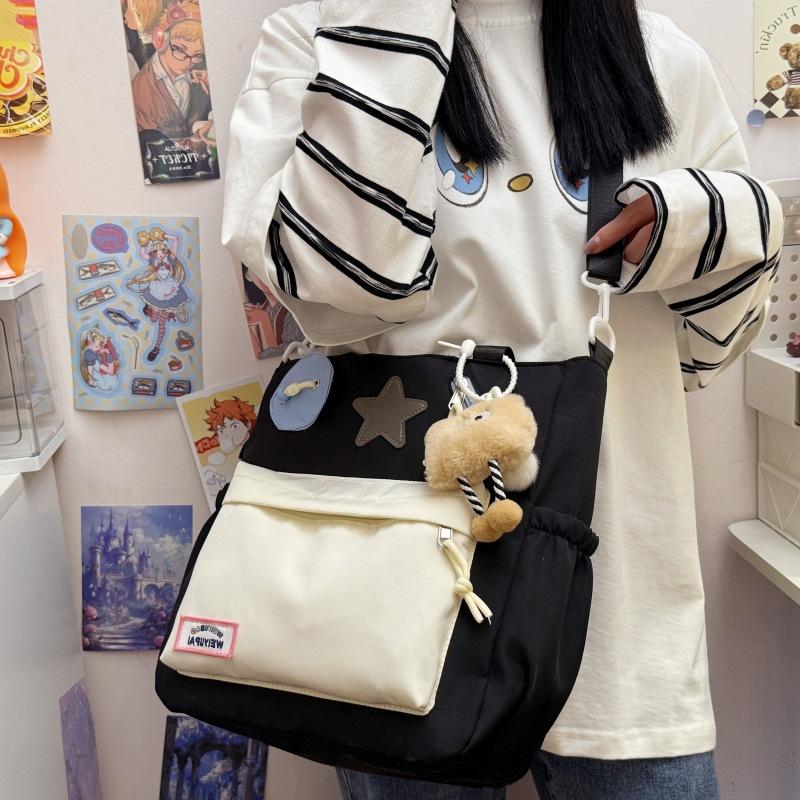 Small fresh contrasting color make-up bag sweet ins student handbag girl heart youth campus large capacity shoulder bag