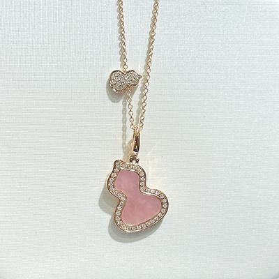 Fashion High End Jewelry 18k Gold Plated Vintage Chains for Women Featuring White Mother Pearl Agate Lucky Gourd Pendant