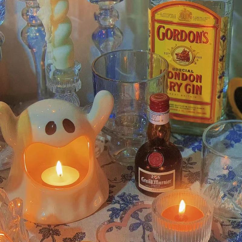 Keramik Halloween Geist Kerzenhalter Kerzenständer Kaninchen Schlüsselablage Organizer Raumdekoration Heimtisch Duftbehälter