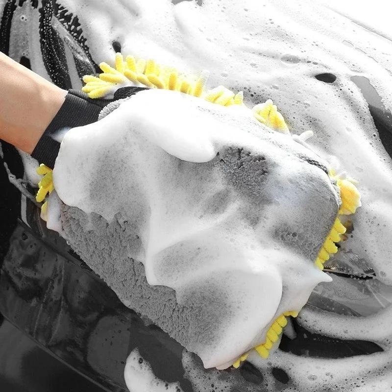 1 Stück Autowaschhandschuhe Wasserdichte Mikrofaser-Chenille-Handschuhe Auto-Reinigungshandschuh Detailbürste Autopflege Beidseitiger Handschuh