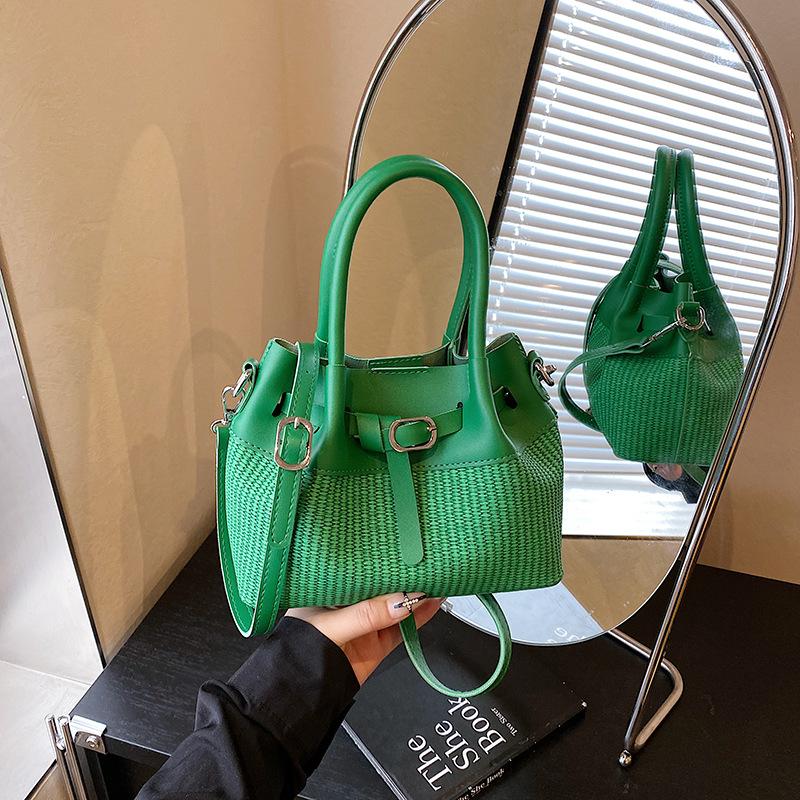 Textured Handbag Summer New Women's Bag Niche Shoulder Bag Fashion Woven Crossbody Bucket Bag