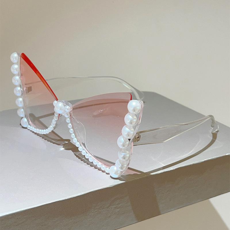 New y2k Oversized Butterfly Vintage Sunglasses Women Luxury Brand Designer Sun Glasses Popular Elegant Pearl Sexy Ladies Shades