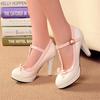 Big Size 32-43 Women Pumps Sweet Bowtie Shoes Patent Leather Chunky Female High Heels Party Wedding Prom Footwear Girls Shoes