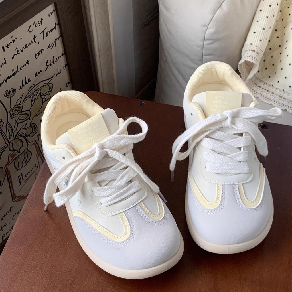 2025 new puff shoes chic Hong Kong style platform sports little white shoes children's ugly cute big head retro German training shoes