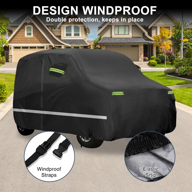 Motoforti Waterproof 210D-PU Oxford Car Cover for Toyota Highlander with Zipper Black
