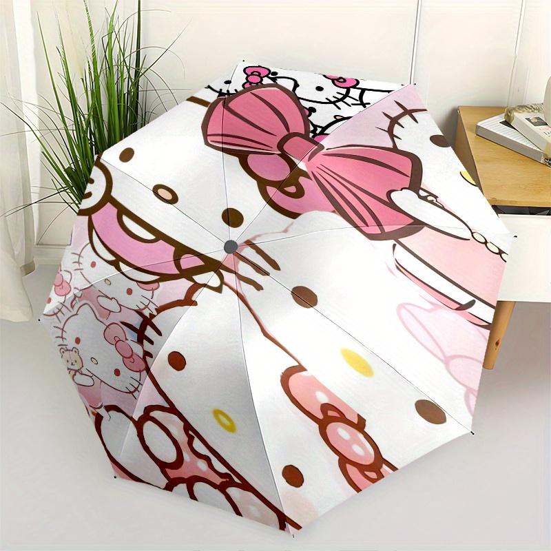

Hello Kitty,Bow Automatic Folding Umbrella-Simple 8-Rib Design, Bright Cartoon Pattern, Durable Iron Frame, Suitable For Travel, Outdoor, Be