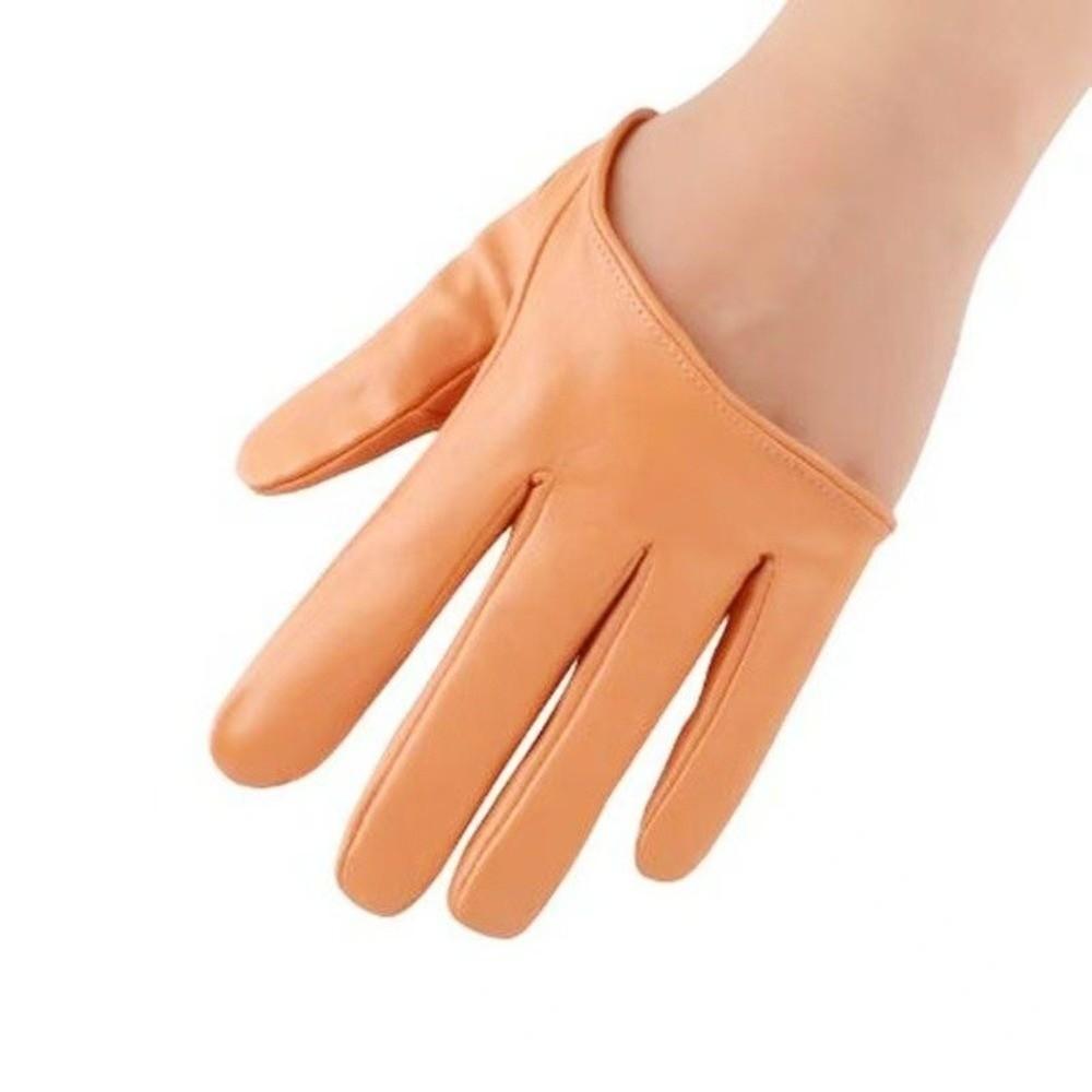 PU-Leder Halbfingerhandschuhe Fingerlose Lacklederhandschuhe Persönlichkeit Fünf-Finger-Fäustlinge Damen