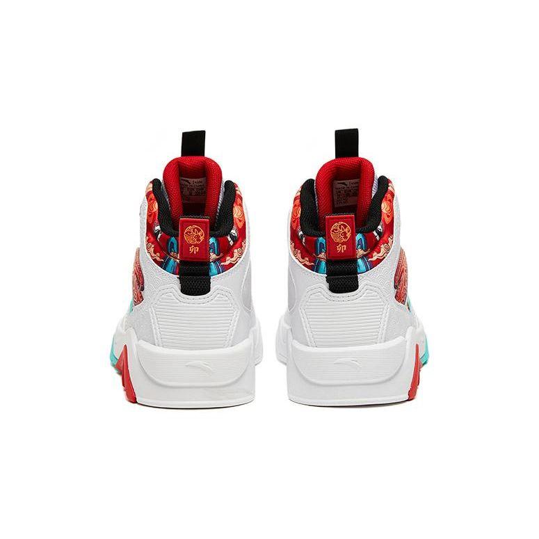 Anta Rabbit Jump Thousand Mountains Non-Slip Wear-Resistant High-Top Skate Shoes Kids Skate Shoes White Red 312318088-9