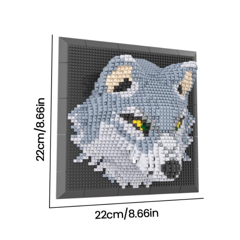 3D Animal Wolf Building Blocks Mural Wall Stercopic Painting Model Assemble Bricks Home Decor Toys Gift For Adult