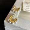 Semicircular C-type Pearl Mosquito Coil Disc Ear Clips, Retro Hong Kong Style Niche Earrings,fashionable Versatile Earrings Without Pierced Ears