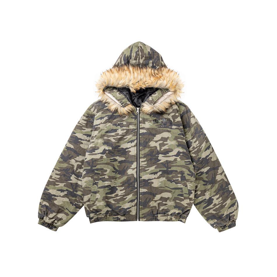 

TaelePlus Retro Camouflage Hooded Fur Collar Puffer Jacket TP067 XL камуфляжний