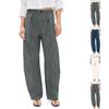 Pantalones Largos Casuales de Pierna Ancha con Cintura Alta Elástica para Mujer con Bolsillos