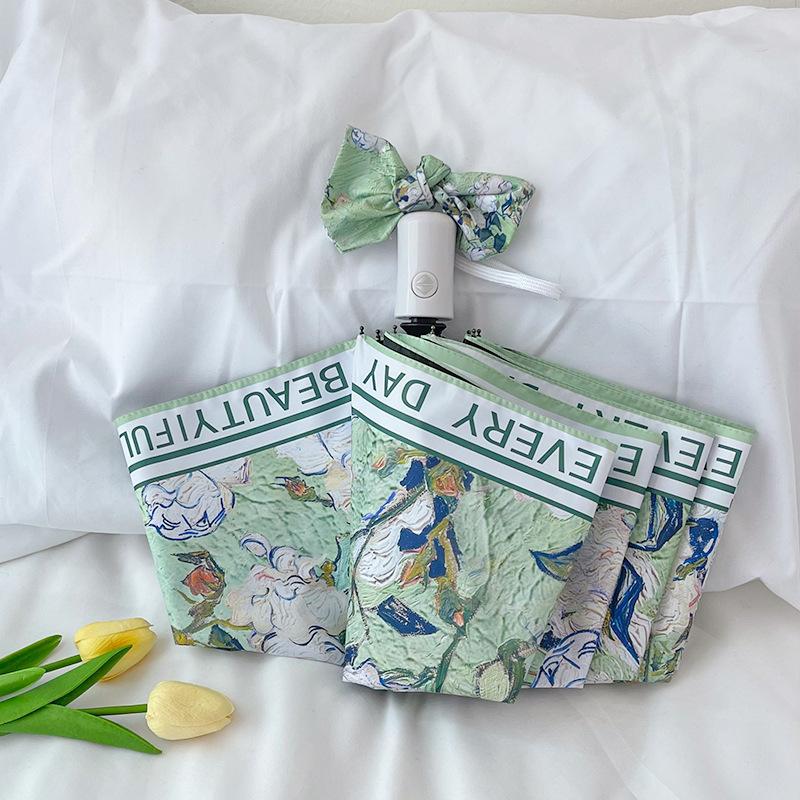 Instagram Style Sun Umbrella For Both Rain And Sunshine, Strawberry Rabbit Women'S Uv Resistant Fully Automatic Triple Fold Umbr