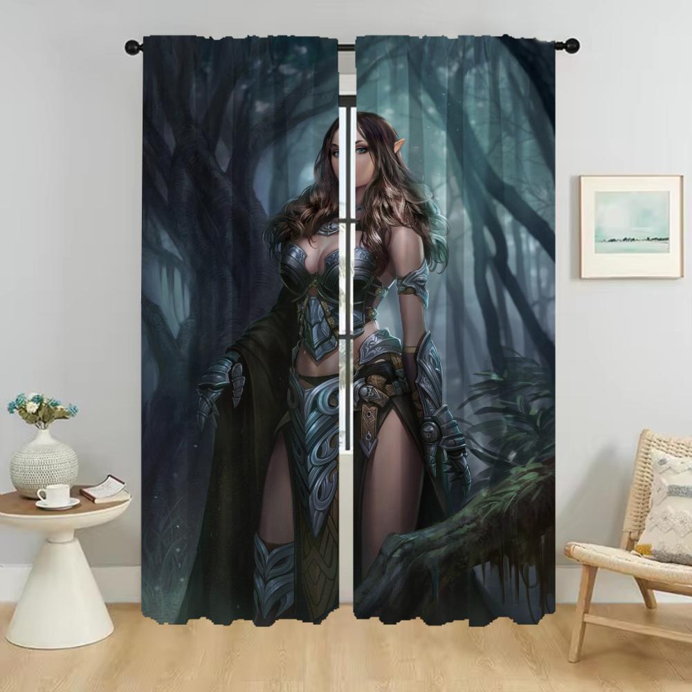 

Женские Эльфийские Кухонные Шторы для Камеры Украшения Хэллоуина Гостиная Шторы Оттенки Разделитель Тюль для Спальни Затемнение Дома W50xH70cmx2pcs