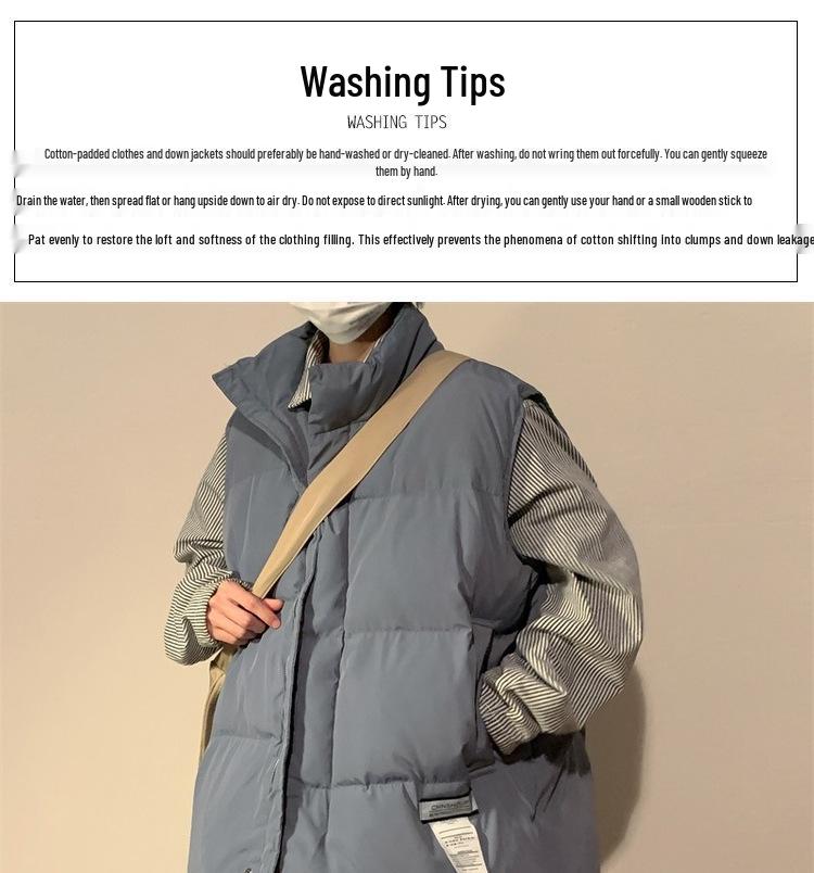 Men's Retro Hip Hop Cotton Down Vest - Warm Autumn/Winter American Style Jacket