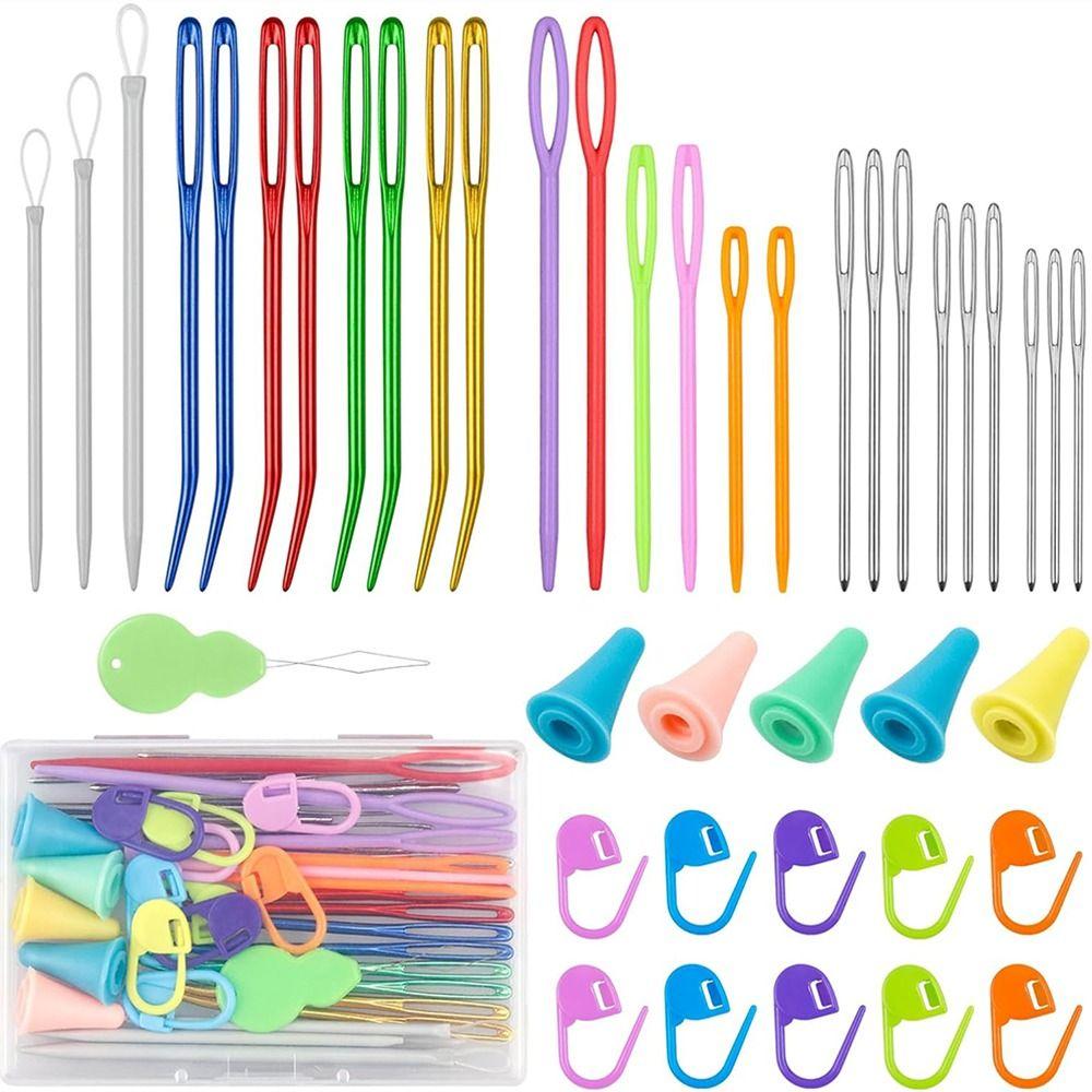 Multicolor Bent Tapestry Needle With Stitch Markers Darning Needles New Weaving Needle