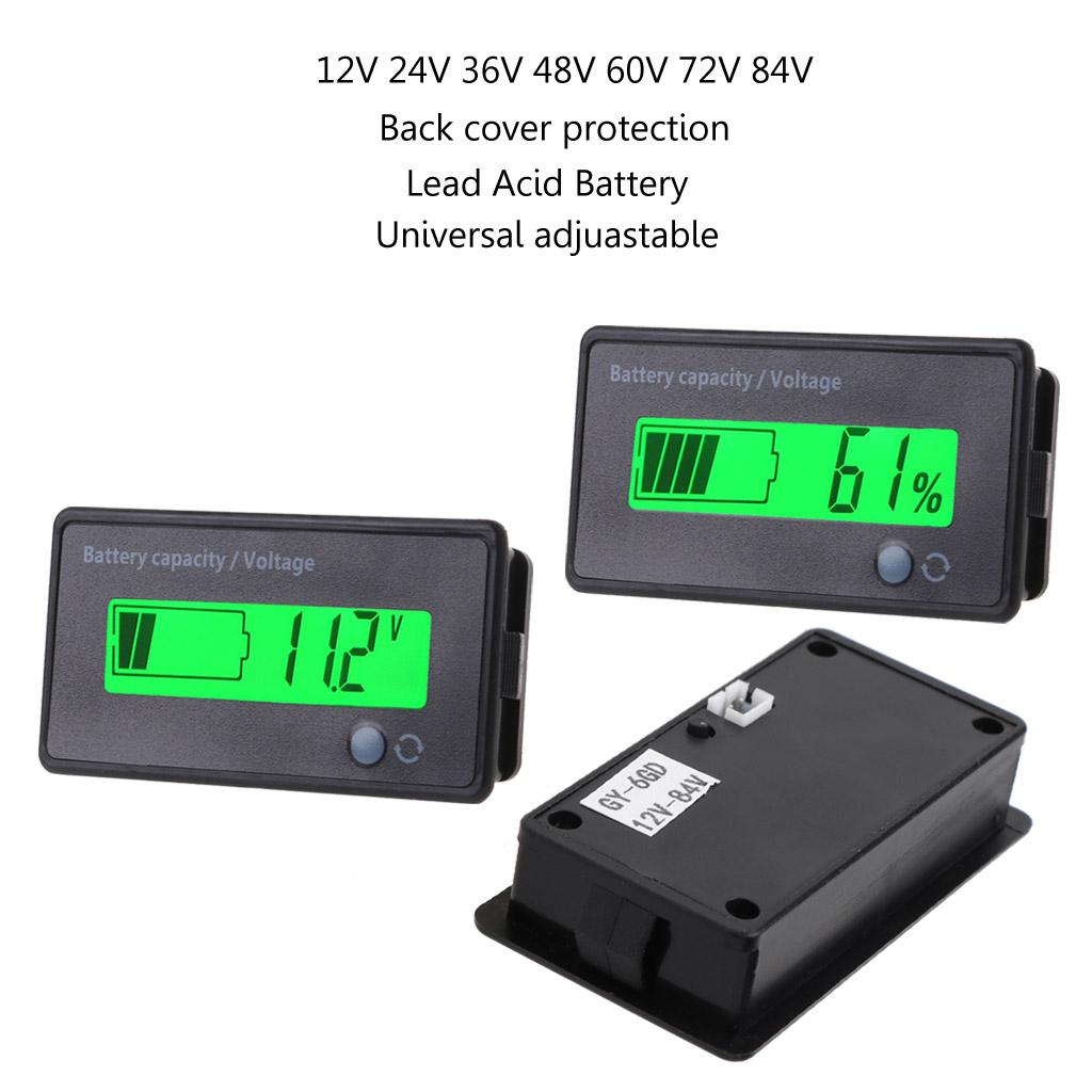 Durable 12V-84V Lead-acid Battery Capacity Indicator Voltage Meter Voltmeter