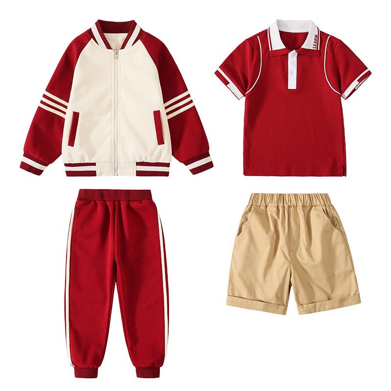 Girls' Kindergarten Spring & Autumn Academic-Style Three-Piece School Uniform Set