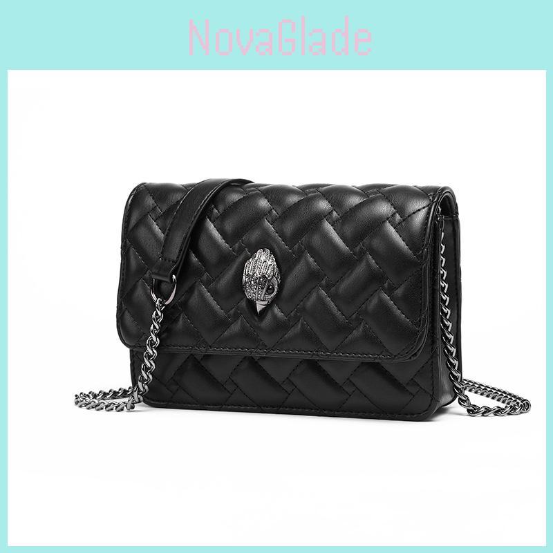 קורט גייגר תיק כתף שחור מרופד עם שרשרת סגנון וינטג' אלגנטי תיק יד קטן