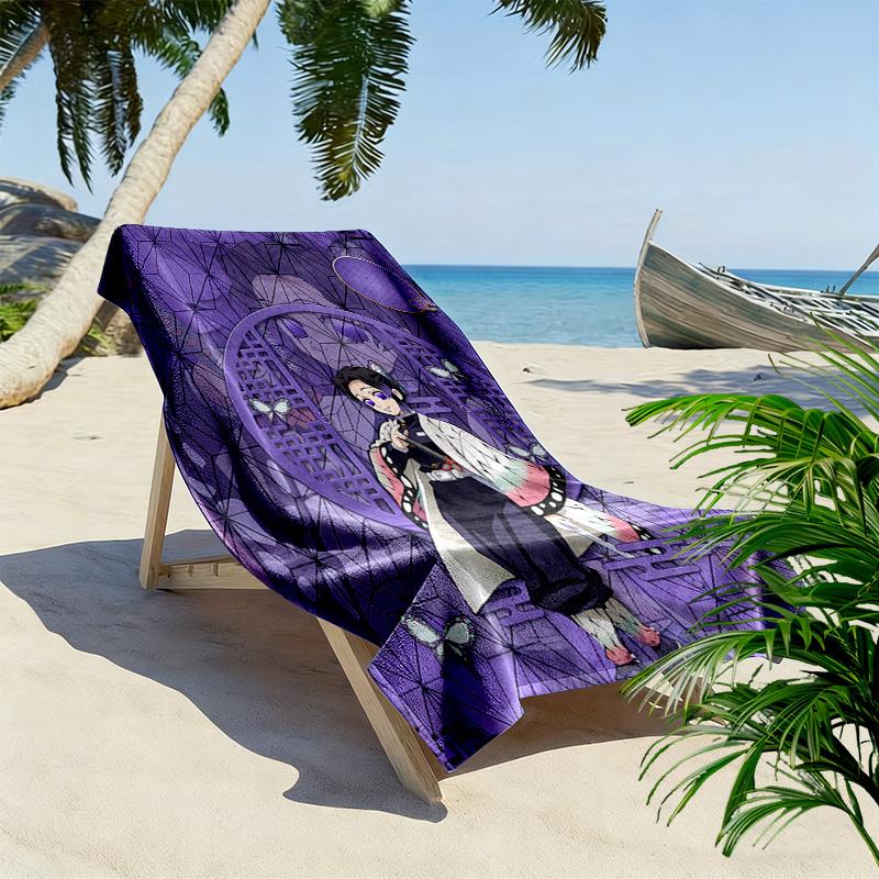 Demon Slayer Print Beach Towel, Large Soft Quick Dry Towel for Beach Camping Swimming