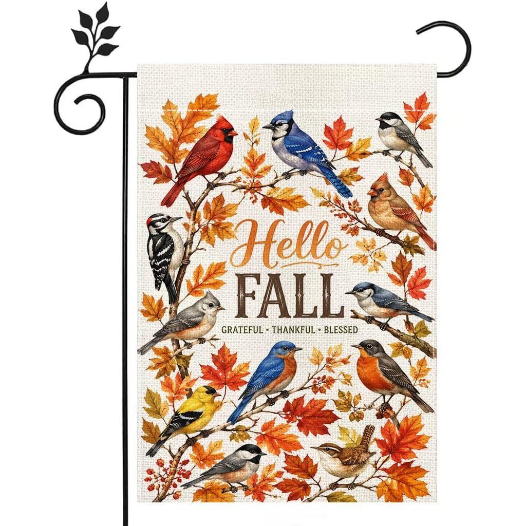 Fall Thanksgiving Bird Garden Flag Double Sided 12x18 Outdoor Decor | Double Sided Printing, Print, Seasonal Decoration,