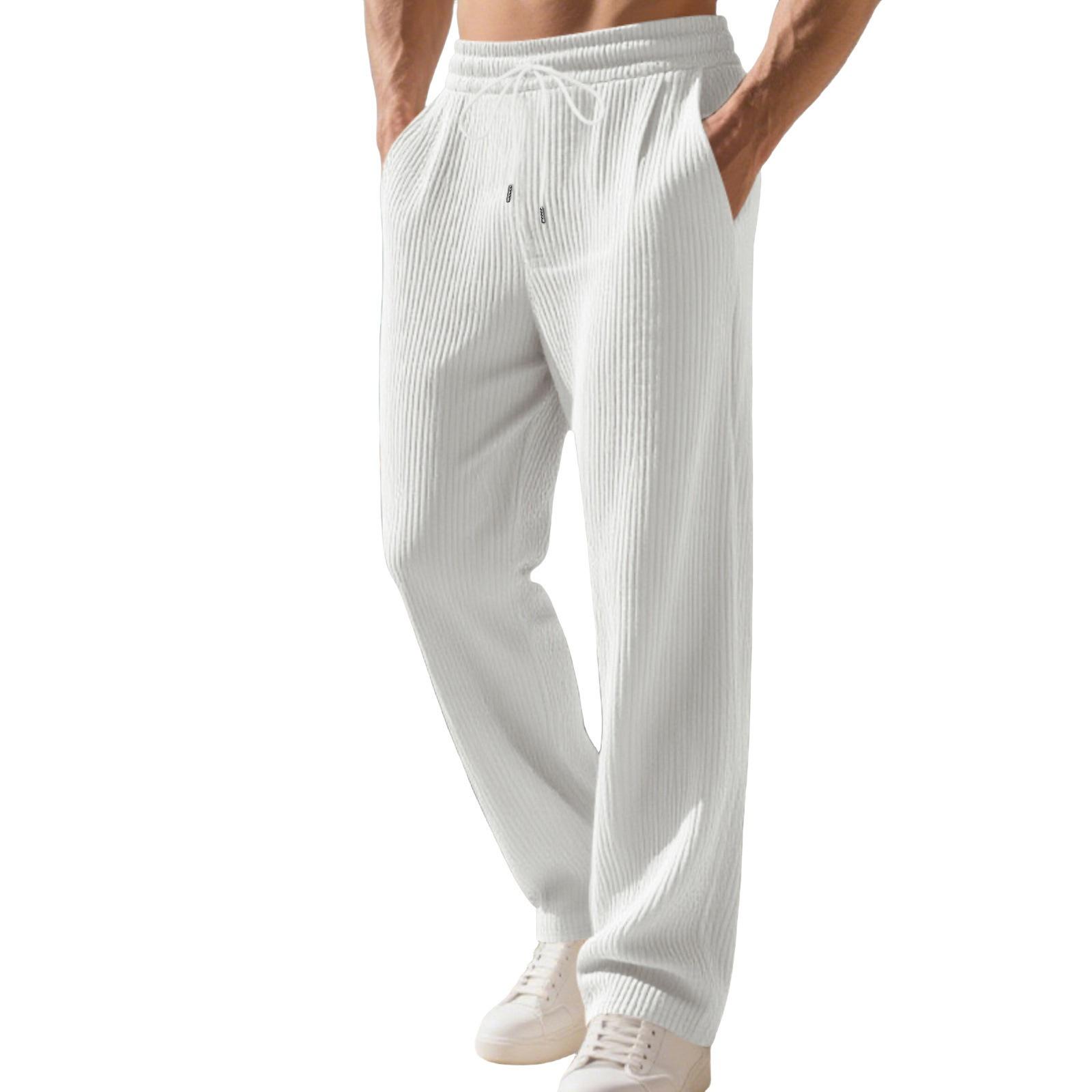 

Men s Stylish Casual Straight-leg Trousers XL белый