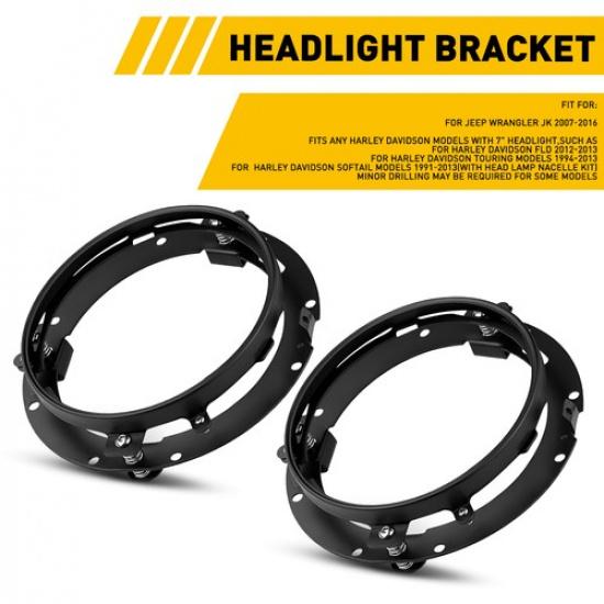 2X Black Headlight Mounting Brackets Fits Jeep Wrangler JK 2007-2016
