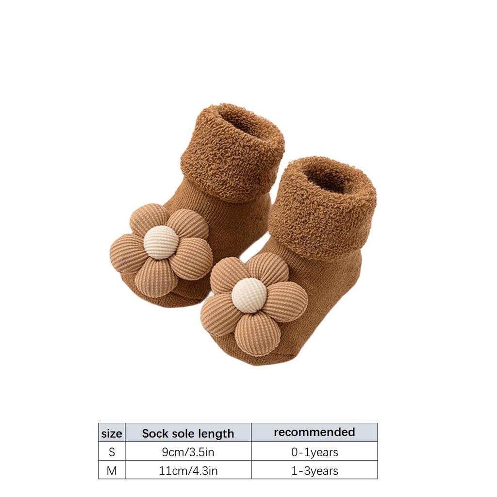 Cute Flower Newborn Terry Socks Winter Baby Socks For Toddler Anti-Slip Indoor Floor Socks Girls Warm Socks